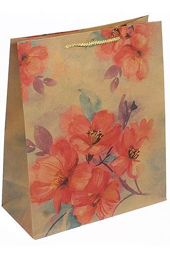 сумка крафт 26х32х12 Цветочный микс