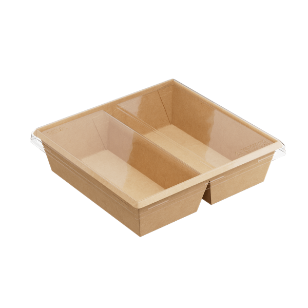 контейнер бум. 1200 мл OneClick 2-секц с плоской крышкой/200х190х55/20