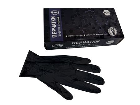 перчатки виниловые М ЧЕРНЫЕ /50пар *