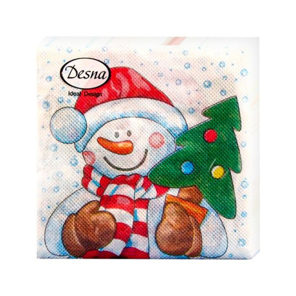 НГ салфетки 25х25 DesnaDesign НГ Снеговик с елкой/40