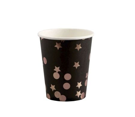 стакан бум. 250мл Розовые звезды/6