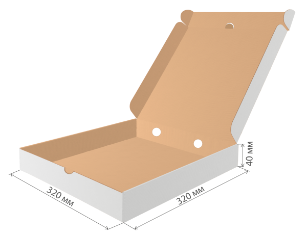 коробка под пиццу гофрокартон 320х320х40 бел/бур *