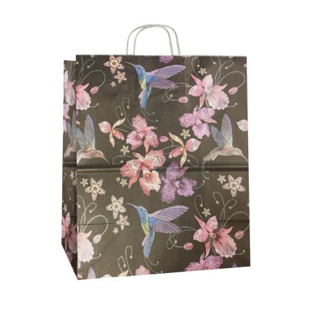 сумка бум. крафт 25х22х12 с круч. ручками Колибри *