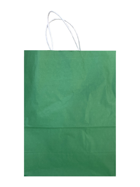 сумка бум. крафт 28х24х14 с круч. ручками зеленый *