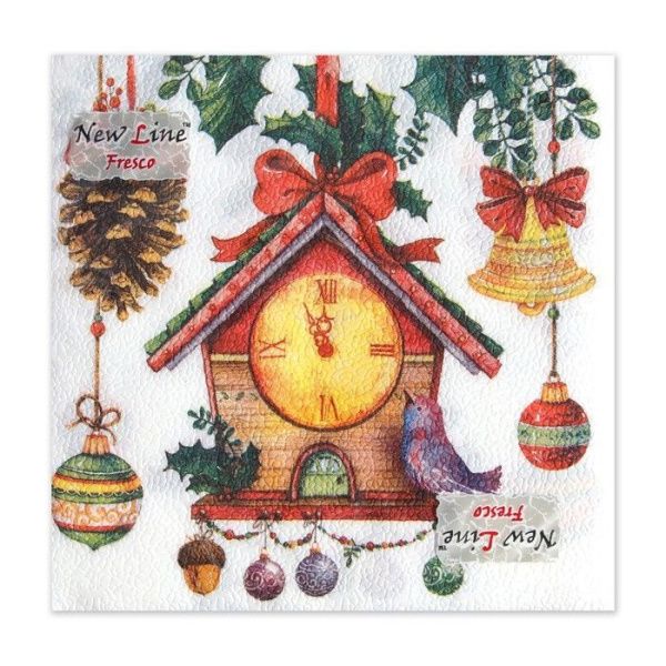 НГ салфетки 2-сл 33х33 Часики/20